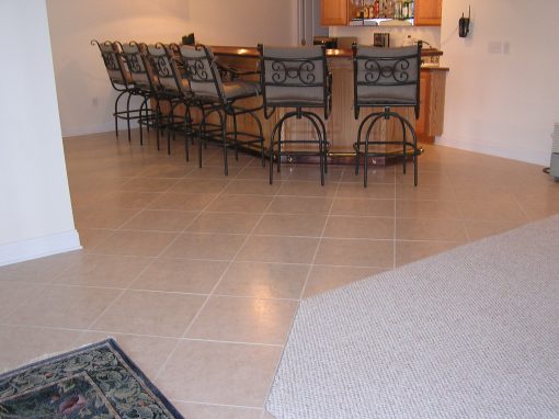 Basement Wet Bar Tile Floor in Cuyahoga Falls, Ohio