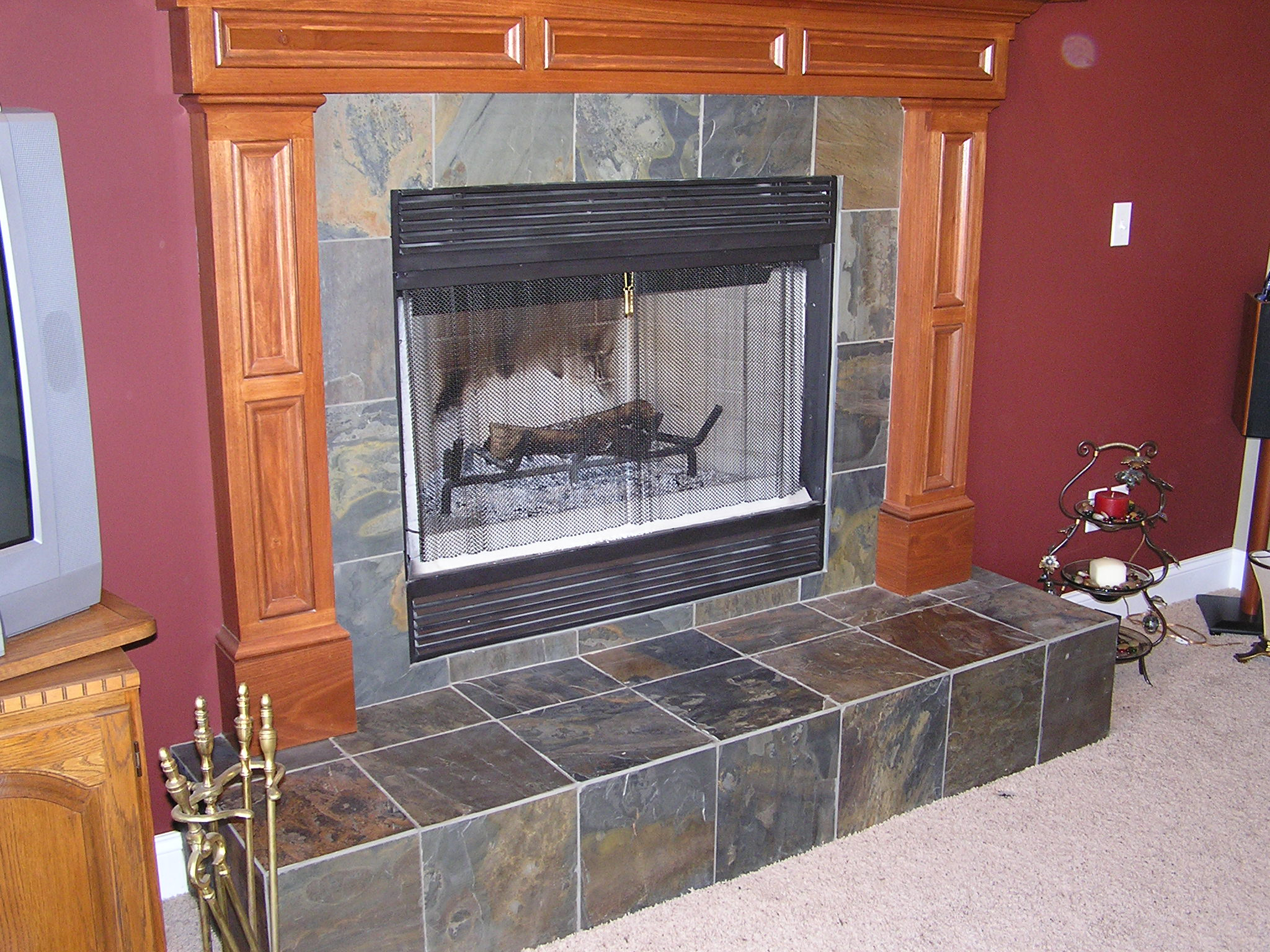 slate fireplace surround