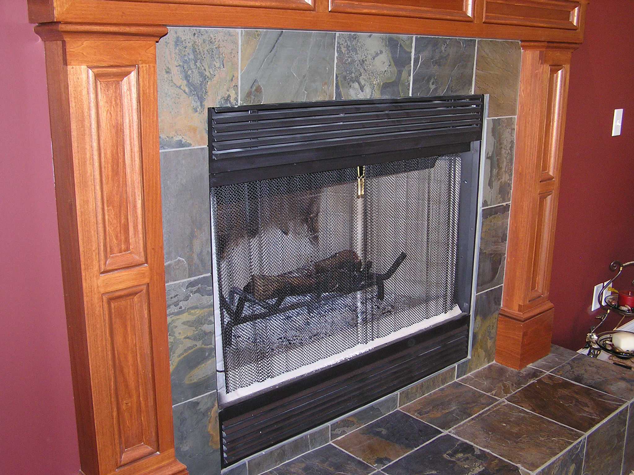 Slate Tile Fireplace In Cuyahoga Falls