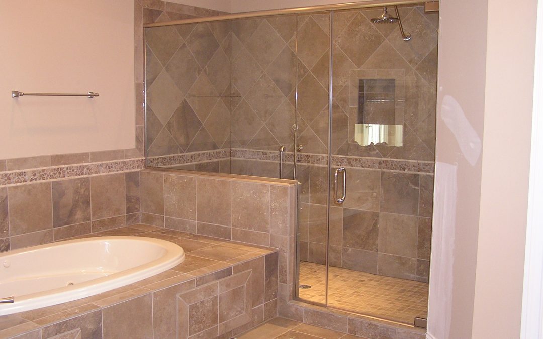 Master Bathroom Custom Tile Shower and Tub Deck in Cuyahoga Falls, Ohio