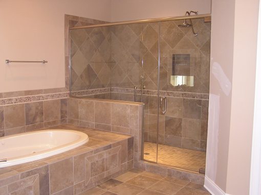 Master Bathroom Custom Tile Shower and Tub Deck in Cuyahoga Falls, Ohio