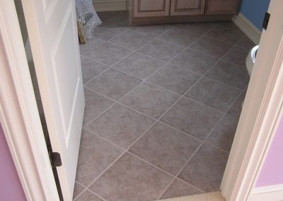 Diagonal Porcelain Tile Bathroom Floor in North Canton, Ohio