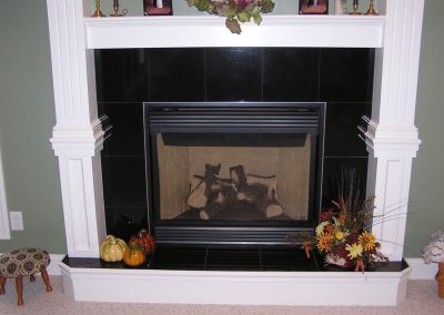 Black Granite Tile Fireplace in Cuyahoga Falls, Ohio