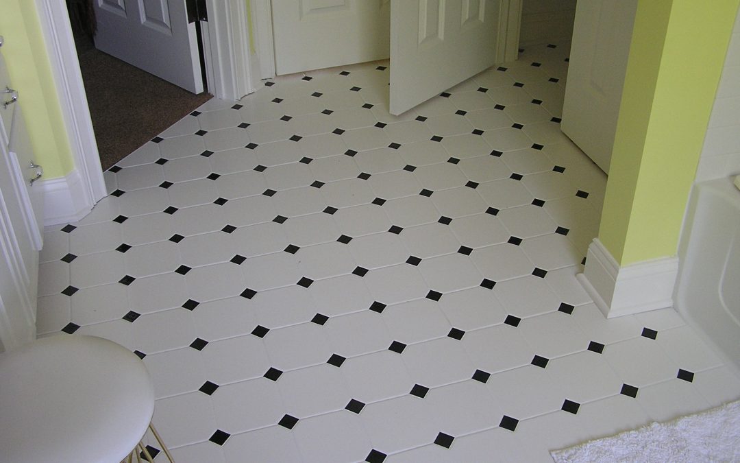 White Floor Tile with Black Inserts in Fairlawn, Ohio