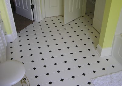 White Floor Tile with Black Inserts in Fairlawn, Ohio