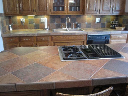 Porcelain Tile Countertops and Matching Backsplash in Bath, Ohio