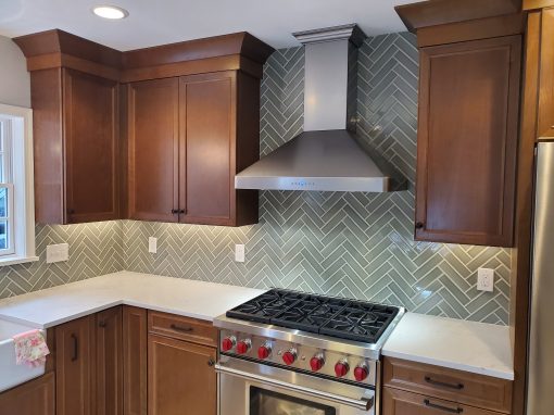 Herringbone Tile Backsplash in Shaker Heights, Ohio